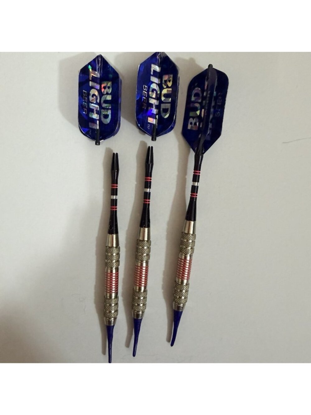 3 Set Black/Pink/Silver Darts With Bud Light Promotional Flights